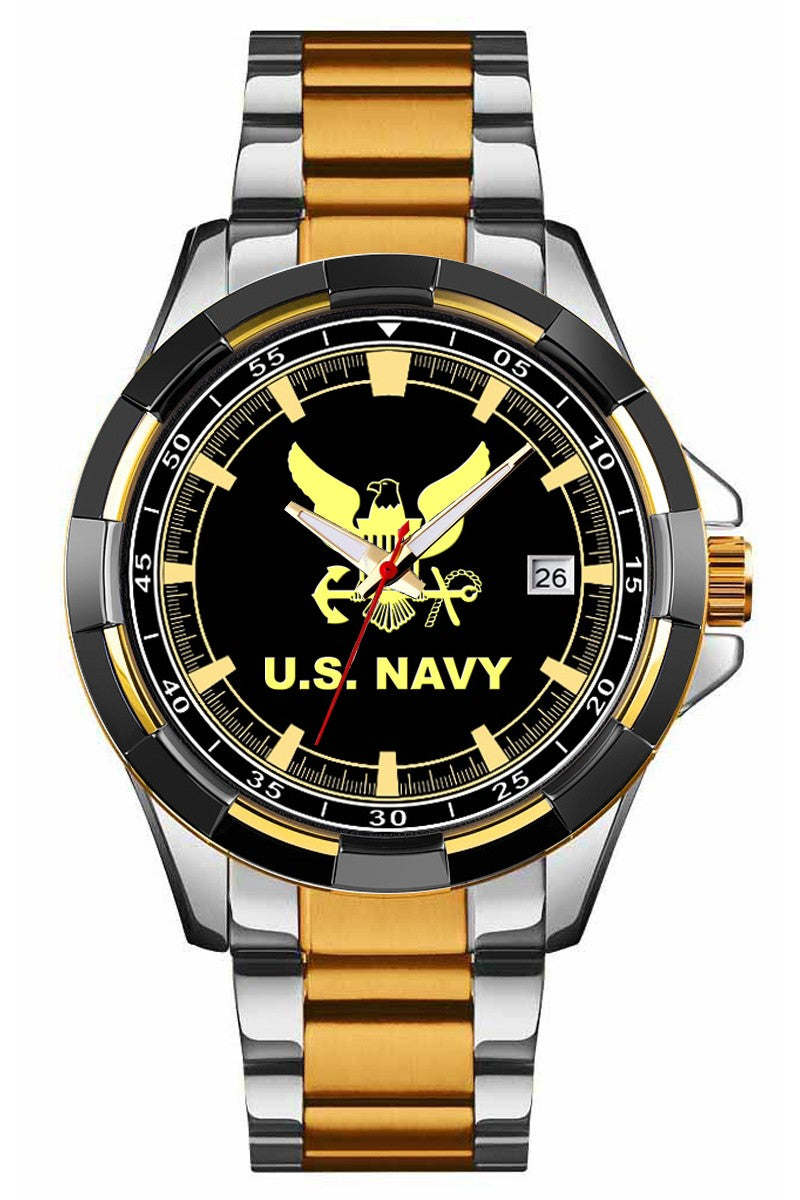 dress watch metal band Navy Analog Quartz Dress Watch