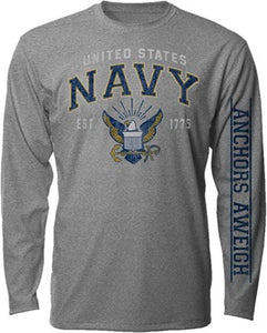 Navy Vintage Logo Graphite Long Sleeve Tee