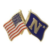 American Flag and Naval Academy Crossed Flags Lapel Pin