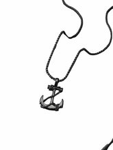 Men's Black Fashion Anchor Necklace