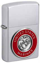 U.S. Marines Corps Satin Chrome with Emblem Zippo Lighter
