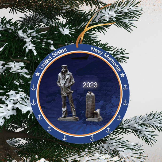 2023 U.S. Navy Memorial Collectible Stain Glass Holiday Ornament