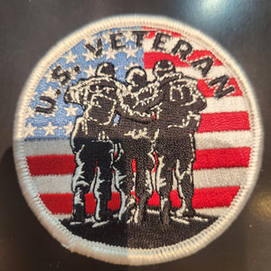 U.S Veteran Soilders with American Flag Circle Patch
