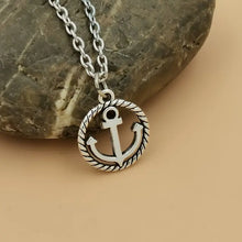 Unisex Round Nautical Anchor Pendant Necklace