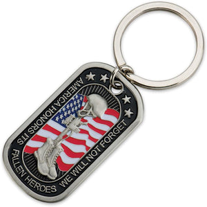 Fallen Heroes Metal Dog Tag Keychain