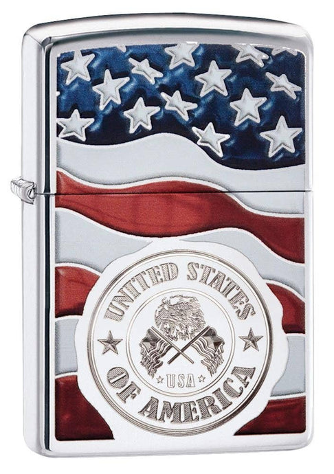 Zippo Lighter w/American Stamp on Flag