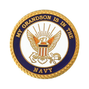 My Grandson is in the Navy with Crest Round Lapel Pin