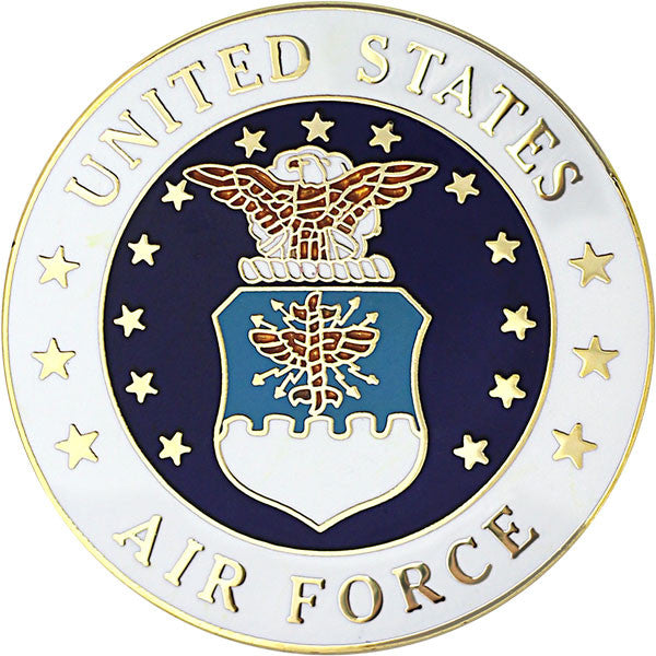 United States Air Force Crest on Large 1  1/2 Round Lapel Pin Round