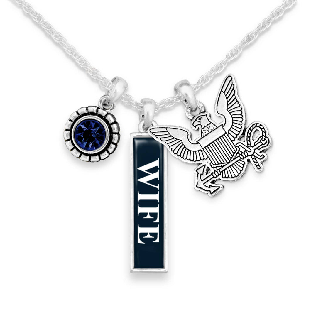 U.S. Navy Wife Triple Charm Necklace