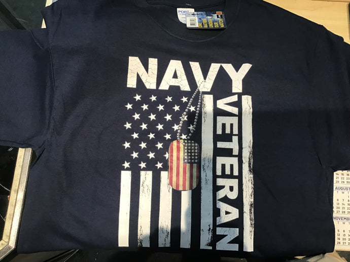 Navy Veteran American Flag Shirt