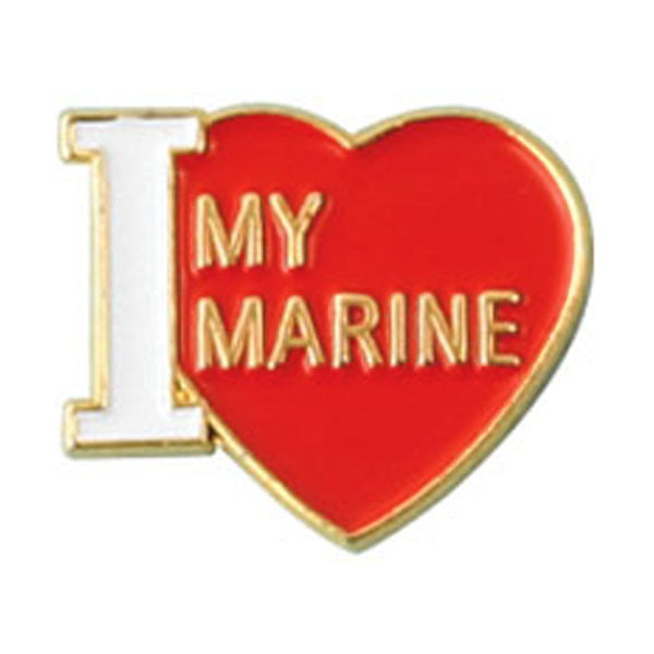 I Love My Marine with Heart Lapel Pin