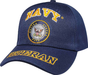 Navy Veteran Multi Position Embroidery Blue Ball Cap