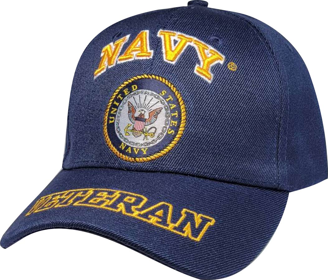 Navy Veteran Multi Position Embroidery Blue Ball Cap