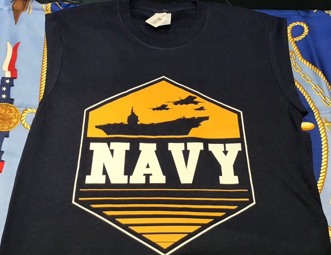 U.S.NAVY SHIP HEXAGON BLUE TSHIRT