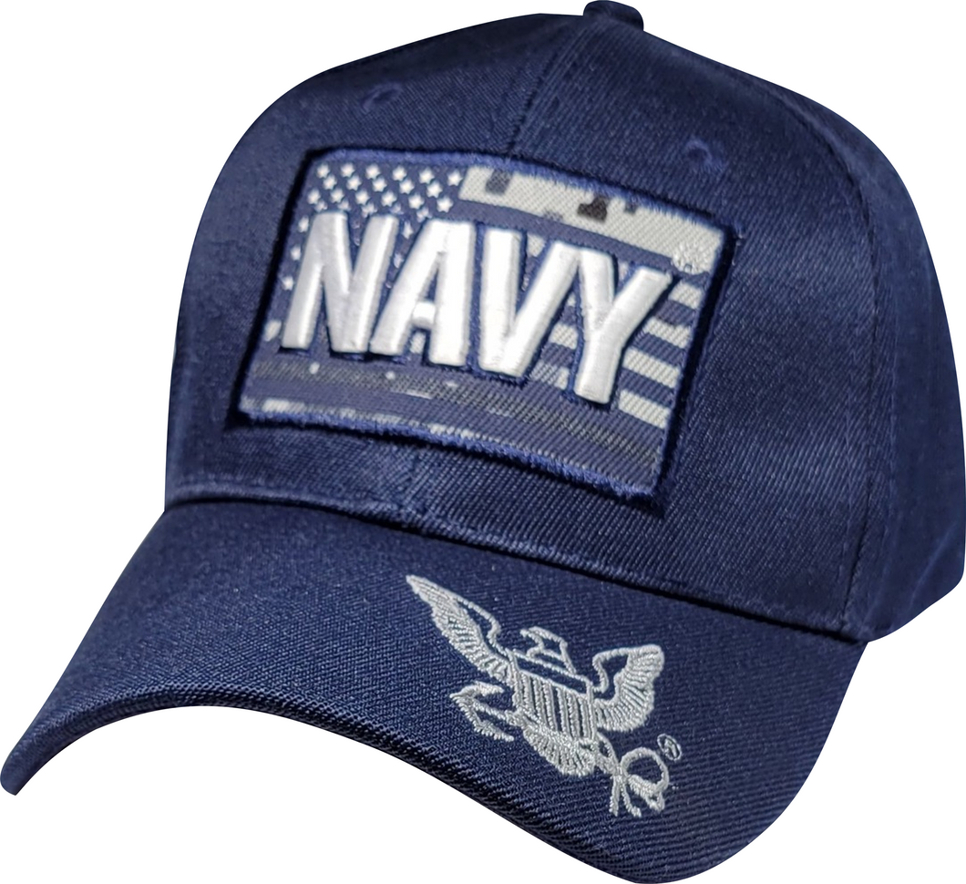 Navy Flag Patch Multi Position Embroidery Blue Ball Cap