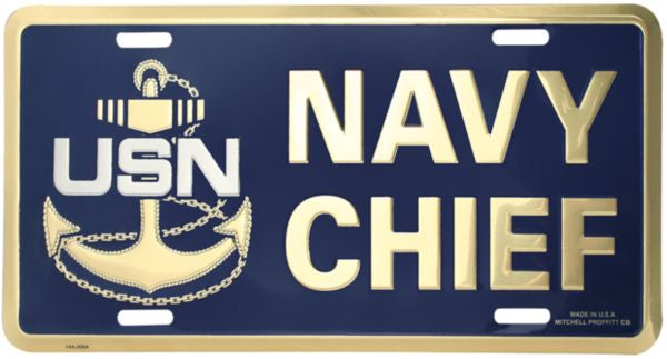 U.S. Navy Chief Metal License Plate