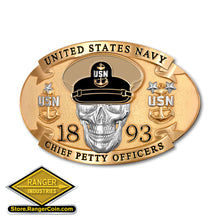 U.S. Navy Chief Petty Officer Belt Buckle- Tan Cap