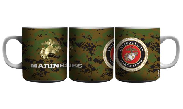 U.S Marine Corps Crest with Eagle, Globe and Anchor Digital Pattern Sublimation Mug 15oz