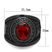 Marines Stainless Steel Black Synthetic Siam Ring