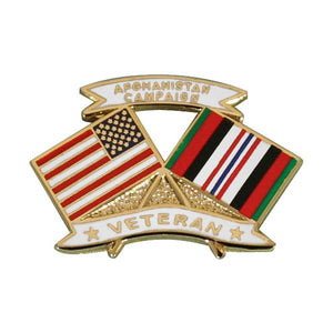 USA Afghanistan Campaign Veteran Crossed Flag Lapel Pin