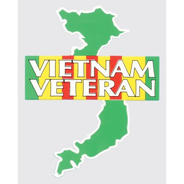 Patriotic and Veteran Vietnam Veteran with Green Map and Ribbon Decal