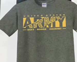 U.S ARMY DUTY HONOR COUNTRY FULL FRONT DESIGN T-SHIRT