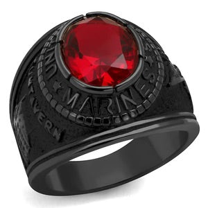 Marines Stainless Steel Black Synthetic Siam Ring