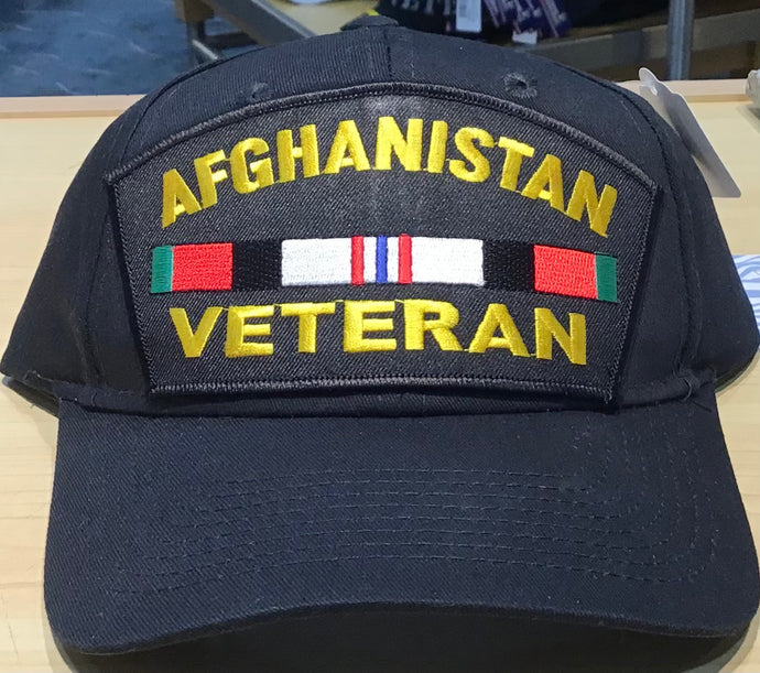 Afghanistan Veteran with Campaign Ribbon Patch Ball Cap