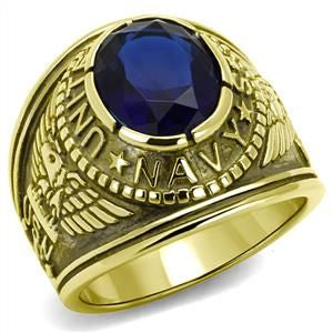 UNITED STATES NAVY SAPPHIRE RING GOLD PLATED
