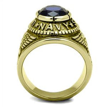 UNITED STATES NAVY SAPPHIRE RING GOLD PLATED