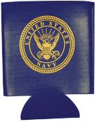 U.S. Navy Crest on Blue Collapsible Can Cooler