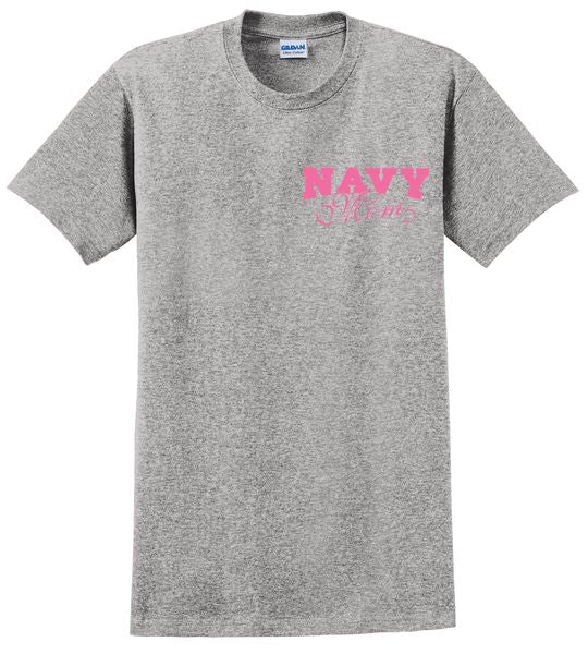 U.S. Navy Mom Silk Screen on Grey T-Shirt