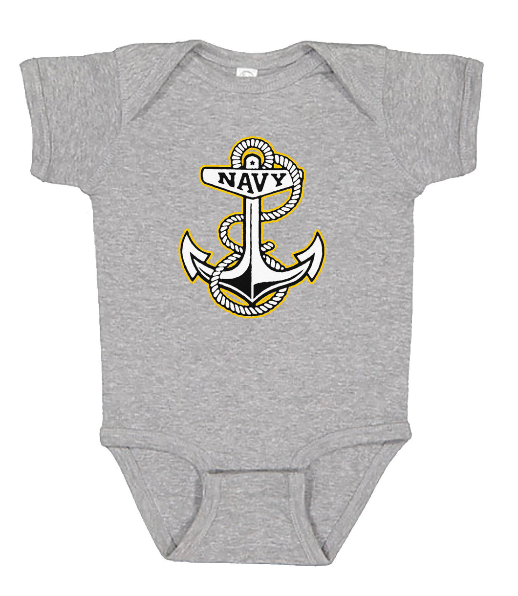 NAVY ANCHOR LOGO INFANT ONESIE