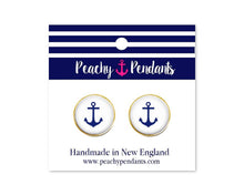 Earrings - Studs - Anchor on White