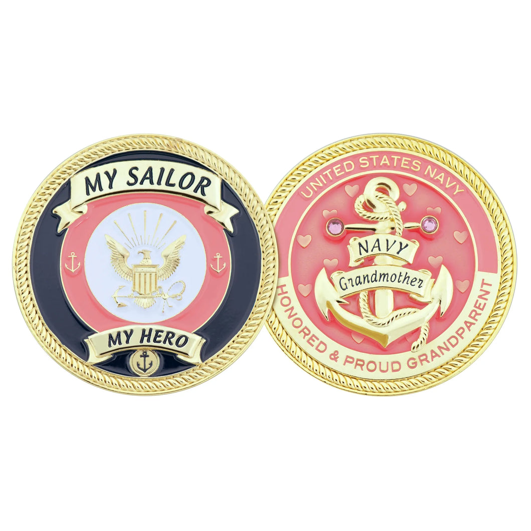 Navy Honored Proud Grandmother Challenge Coin