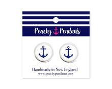 Earrings - Studs - Anchor on White