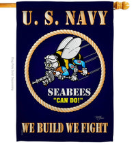 Sea Bees Armed Forces Military Navy Decor Flag