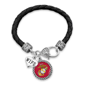 Marines Wife Leather Bracelet