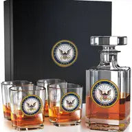 U.S. Navy Decanter Whiskey Glass Gift Set - 5 Piece Set