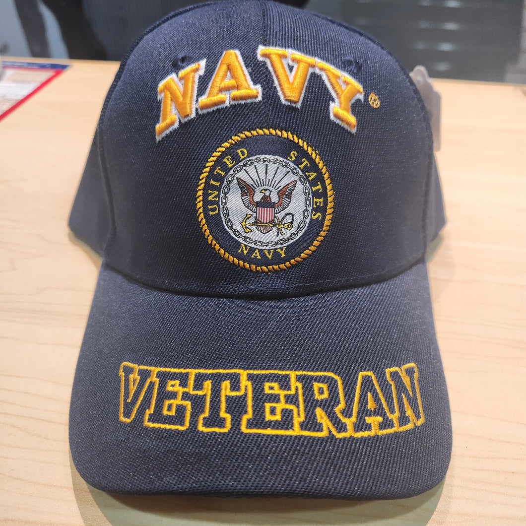 Navy Veteran Multi Position Embroidery Blue Ball Cap