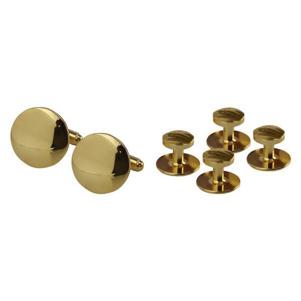 Navy Cuff Links And Studs: Gold - Set Of 4