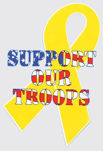 Yellow Ribbon with Support Our Troops Decal