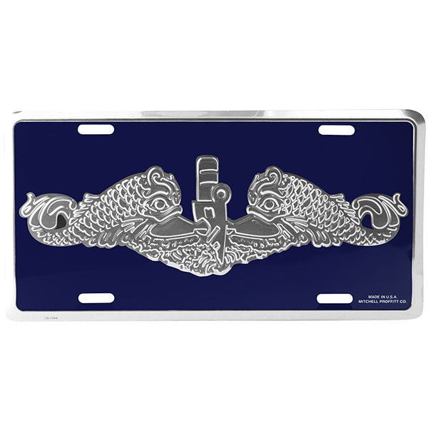 U.S. Navy Submarine Dolphin Silver License Plate