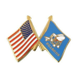USA and Seabee Crossed Flag Pin