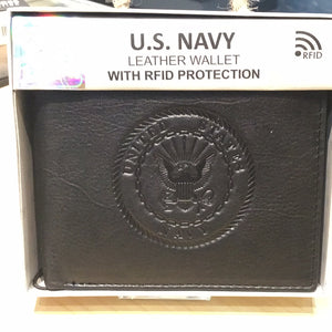 U.S. Navy Crest Bifold Wallet w/ RFID Protection