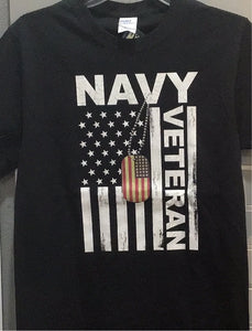 Navy Veteran American Flag T-Shirt