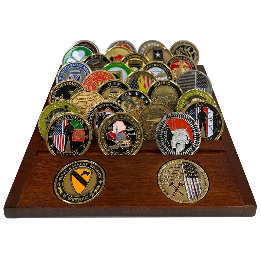 38 Count Wood Challenge Coin Display