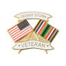 USA Desert Storm Veteran Crossed Flag Lapel Pin