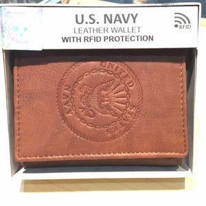 U.S. Navy Crest Trifold Wallet w/ RFID Protection