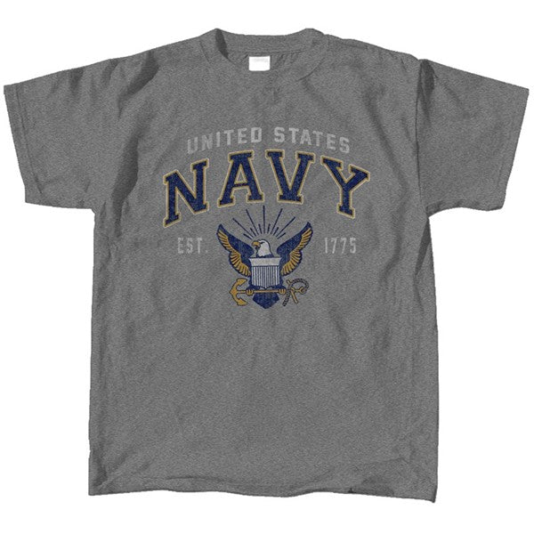 Youth Navy Vintage Block Letter T-Shirt
